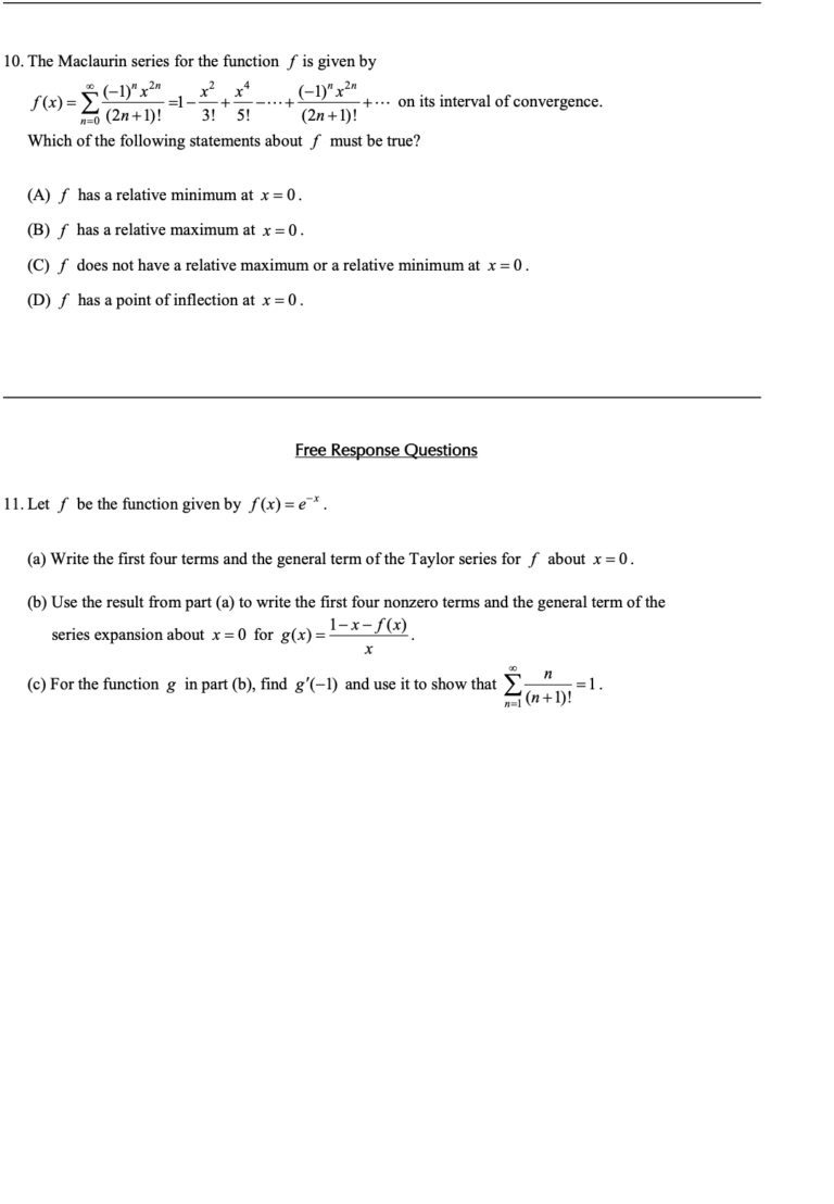 Taylor Series and Maclaurin Series in Infinite Sequences and Series